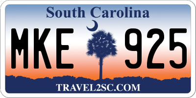 SC license plate MKE925