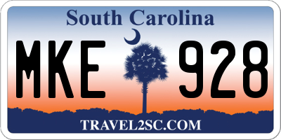 SC license plate MKE928