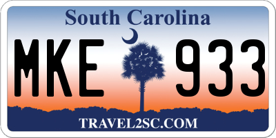 SC license plate MKE933