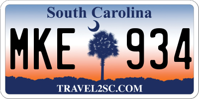 SC license plate MKE934
