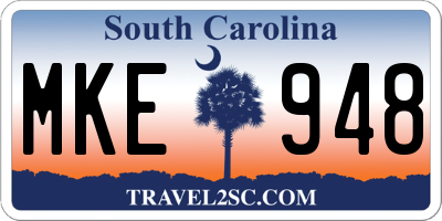 SC license plate MKE948
