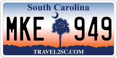 SC license plate MKE949