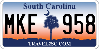 SC license plate MKE958