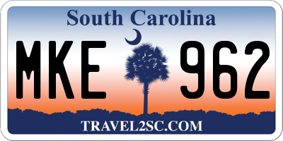 SC license plate MKE962