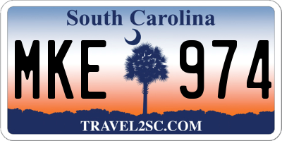 SC license plate MKE974