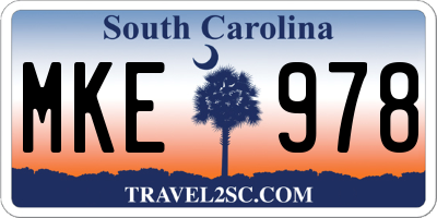 SC license plate MKE978
