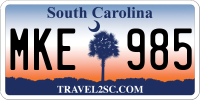 SC license plate MKE985