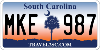 SC license plate MKE987