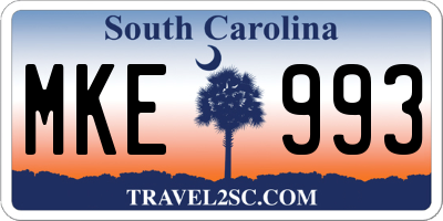 SC license plate MKE993