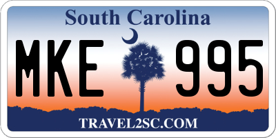 SC license plate MKE995