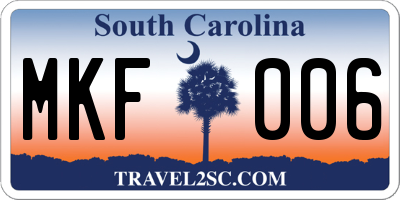 SC license plate MKF006