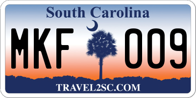 SC license plate MKF009