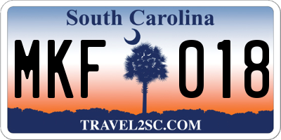 SC license plate MKF018