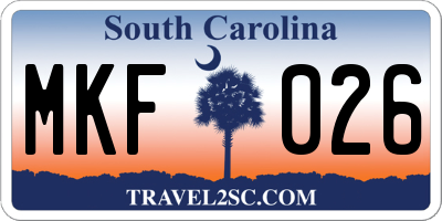SC license plate MKF026