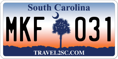 SC license plate MKF031