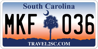 SC license plate MKF036