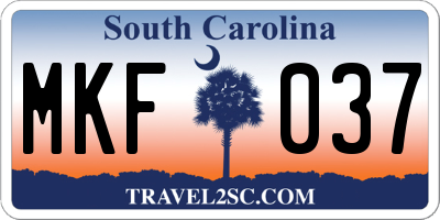 SC license plate MKF037