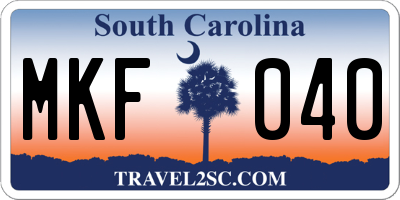SC license plate MKF040