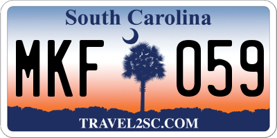 SC license plate MKF059
