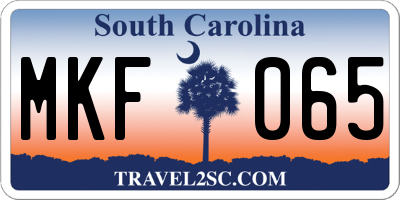 SC license plate MKF065