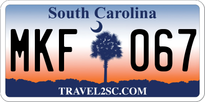 SC license plate MKF067