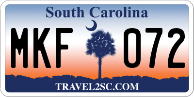 SC license plate MKF072