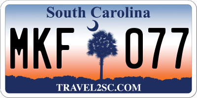 SC license plate MKF077