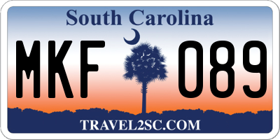 SC license plate MKF089