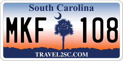 SC license plate MKF108
