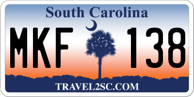 SC license plate MKF138