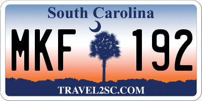 SC license plate MKF192