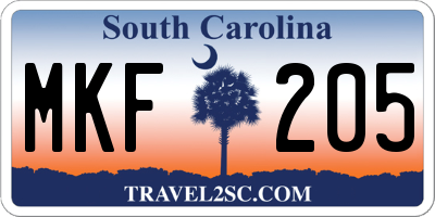 SC license plate MKF205