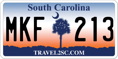 SC license plate MKF213