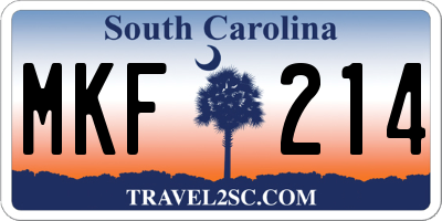 SC license plate MKF214