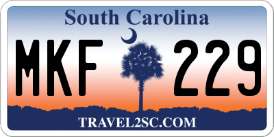 SC license plate MKF229