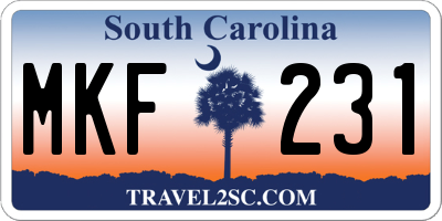 SC license plate MKF231