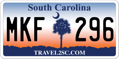 SC license plate MKF296