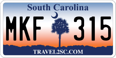 SC license plate MKF315