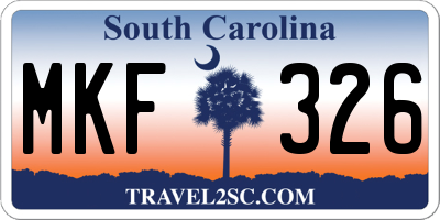 SC license plate MKF326