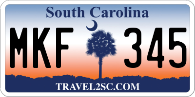 SC license plate MKF345