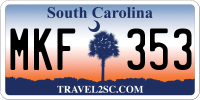 SC license plate MKF353