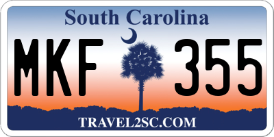 SC license plate MKF355