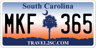 SC license plate MKF365