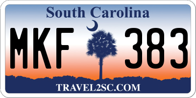 SC license plate MKF383
