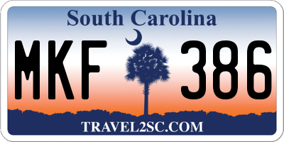 SC license plate MKF386