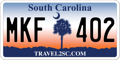 SC license plate MKF402