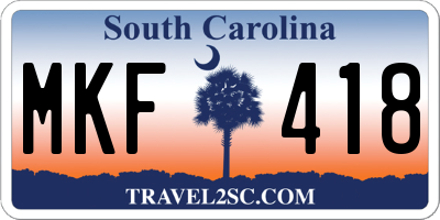 SC license plate MKF418