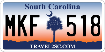 SC license plate MKF518