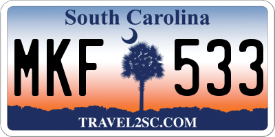 SC license plate MKF533