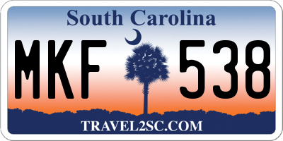 SC license plate MKF538
